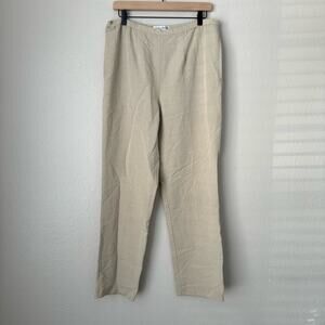 Vintage Drapers & Damons Womens Beige Linen Blend Pants Stretch Pull-On Size 8